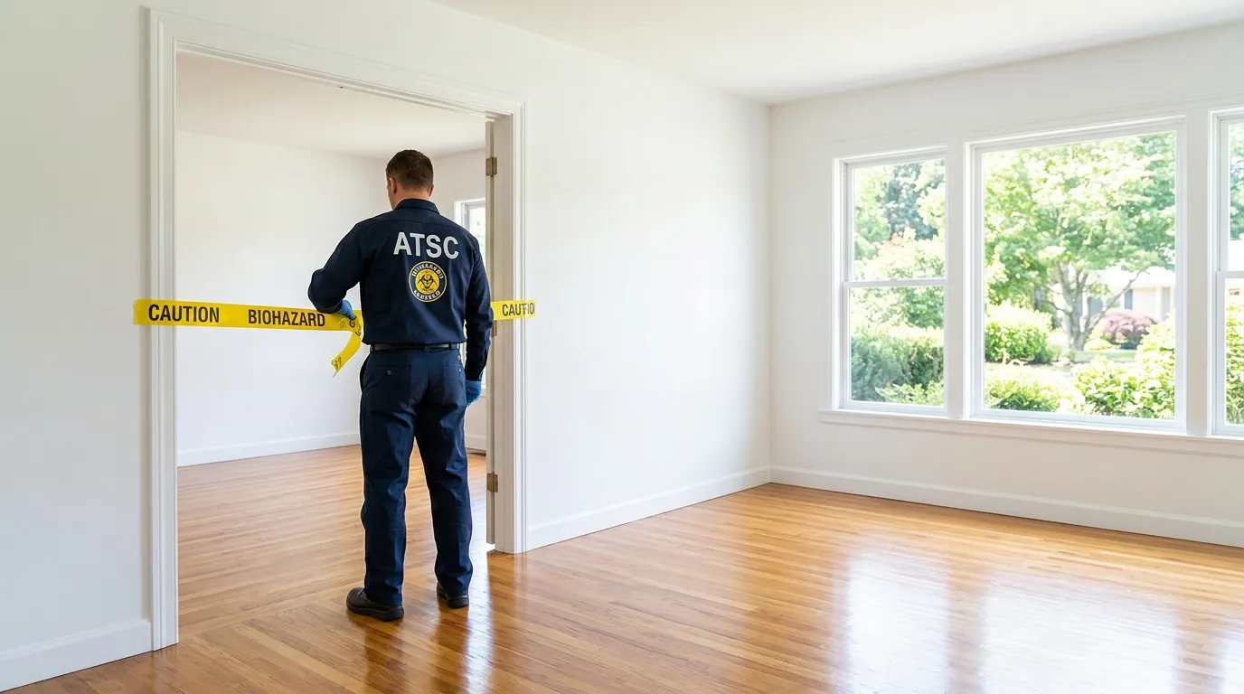 Certified biohazard cleanup crew performing Decomposition Cleanup in La Palma